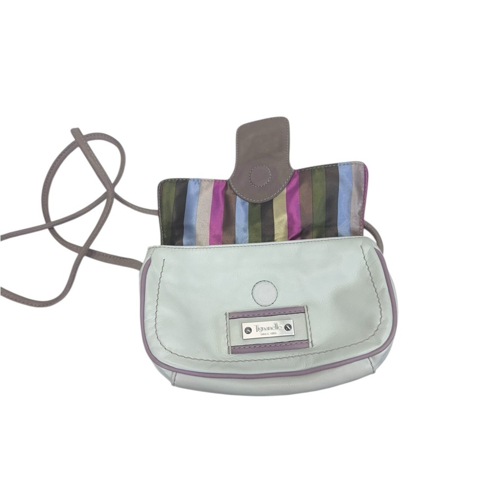 Tignanello .White and Brown Crossbody Bag with Chic Design
